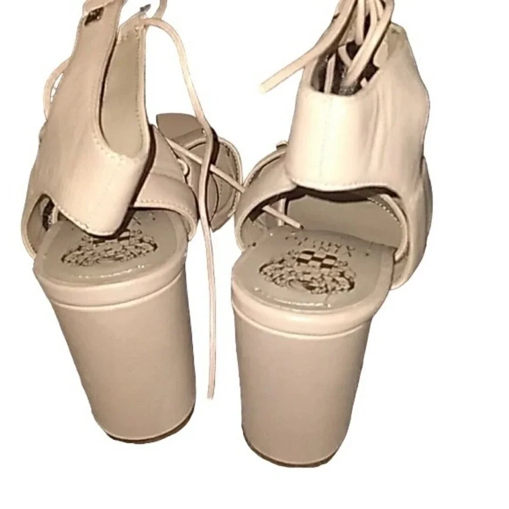 Vince Camuto Beige Leather Lace Up Heels